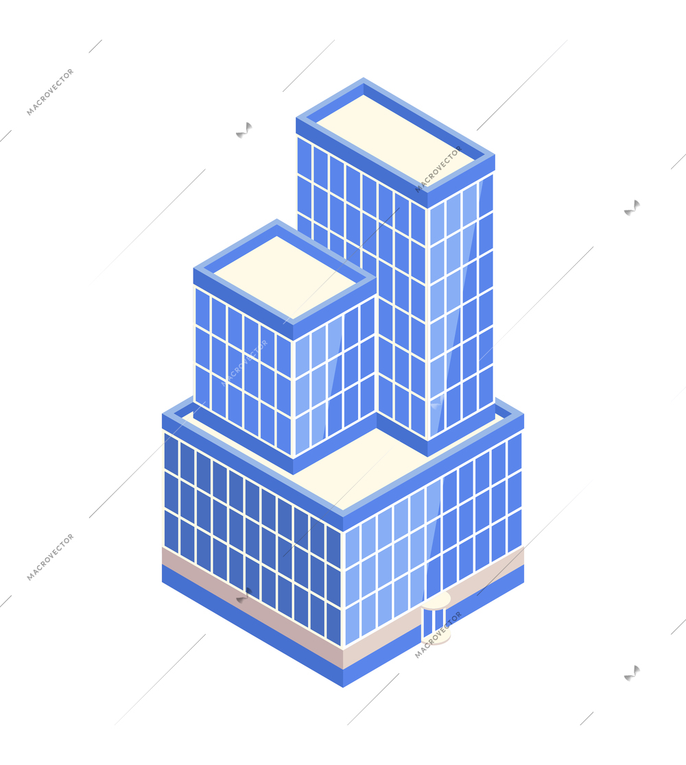 Isometric icon of 3d modern residential or office building vector illustration