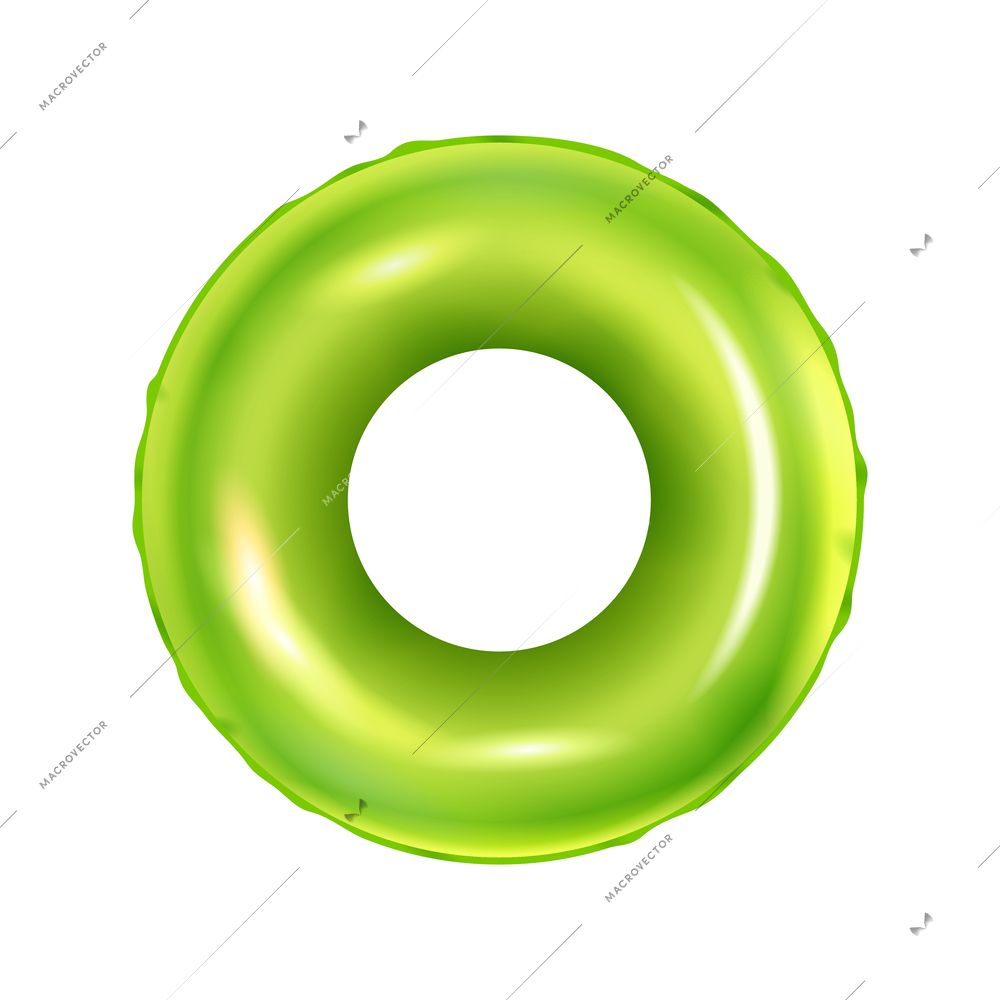 Realistic top view of green inflatable swimming ring vector illustration