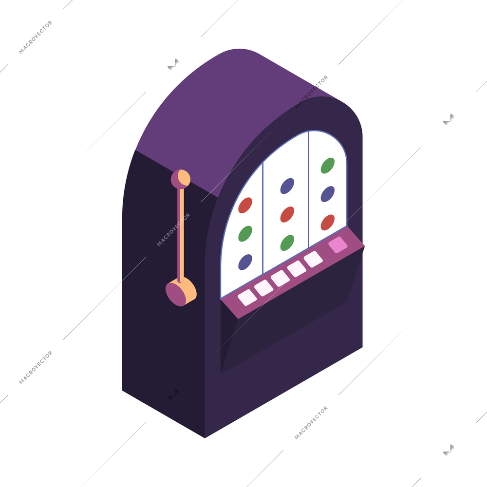 Casino gambling game slot machine on white background 3d isometric vector illustration
