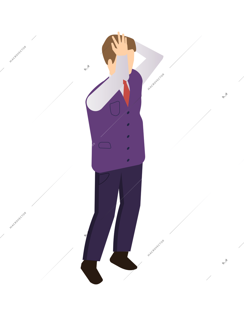 Isometric character of depressed businessman or manager clutching his head 3d vector illustration