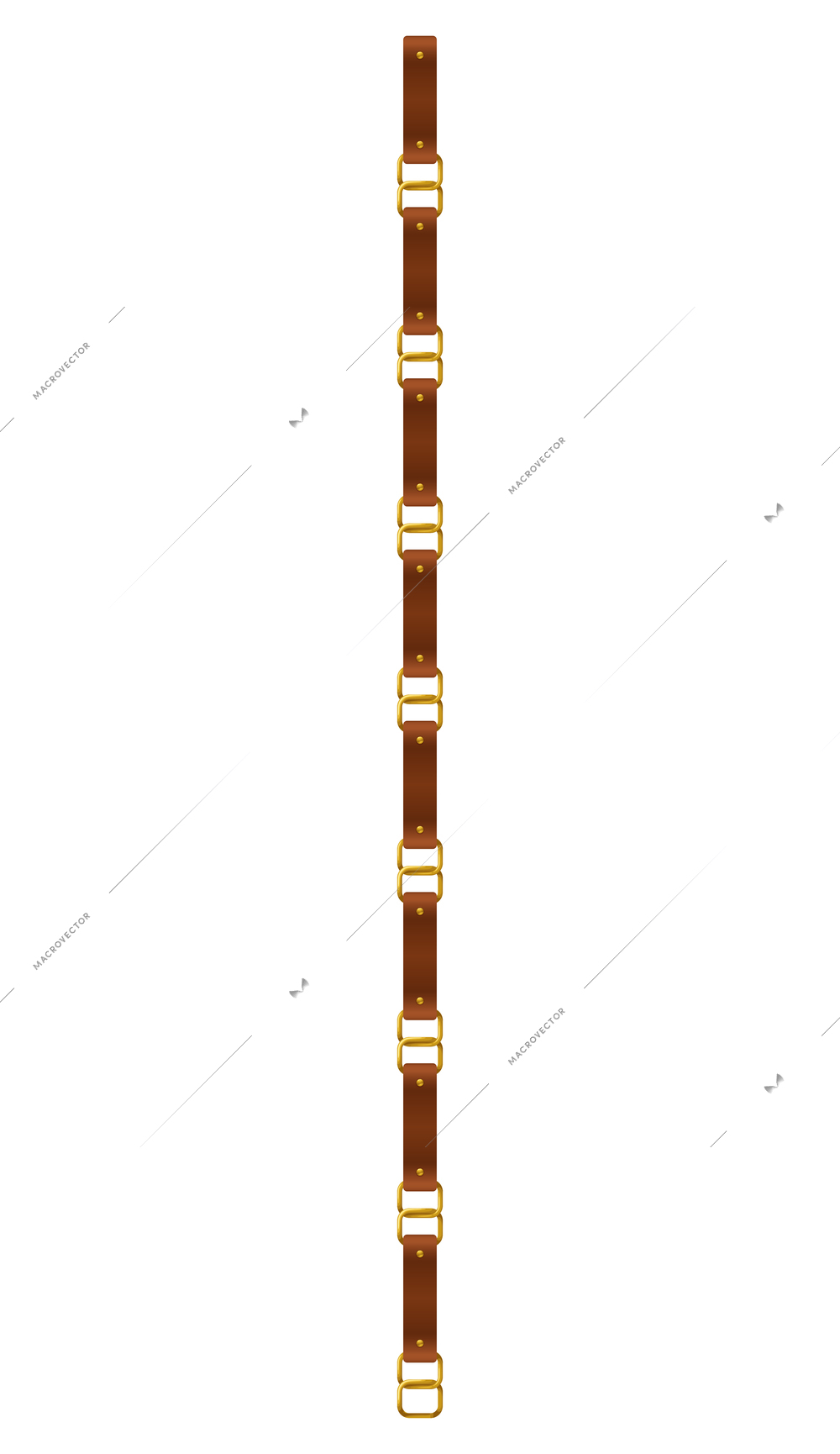 Realistic leather belt with golden chain links on white background vector illustration