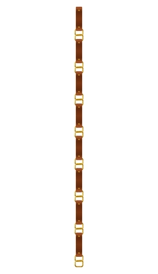 Realistic leather belt with golden chain links on white background vector illustration