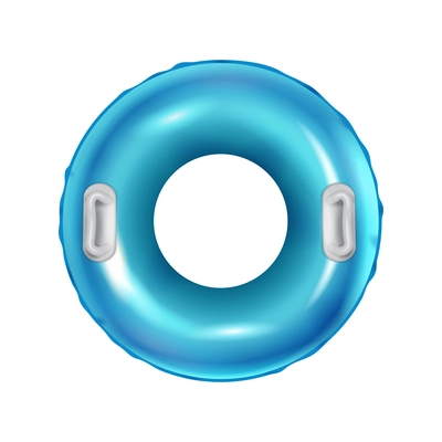 Blue inflatable swimming ring top view realistic vector illustration