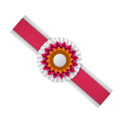 Realistic award rosette ribbon on white background vector illustration