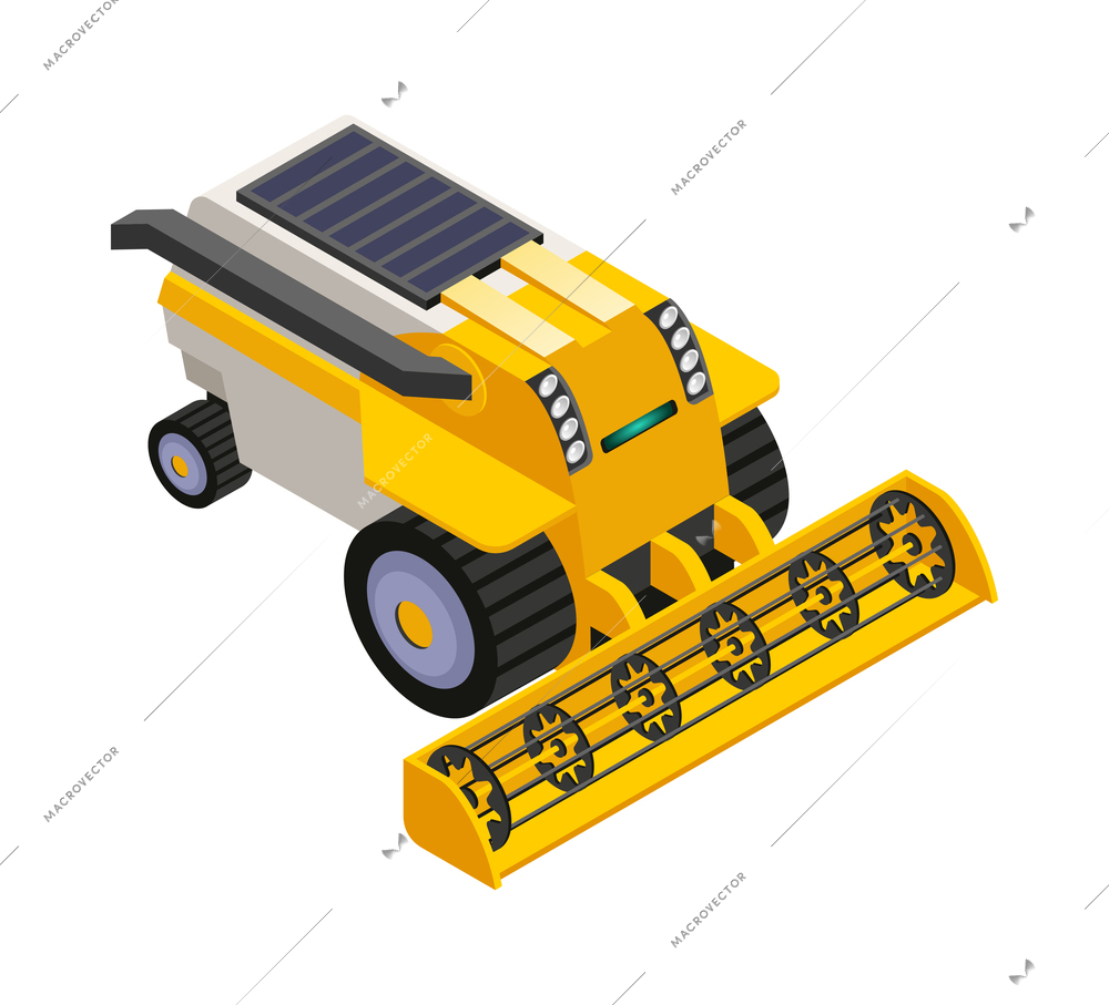 Smart agriculture technology isometric icon with remote controlled robotic machine 3d vector illustration