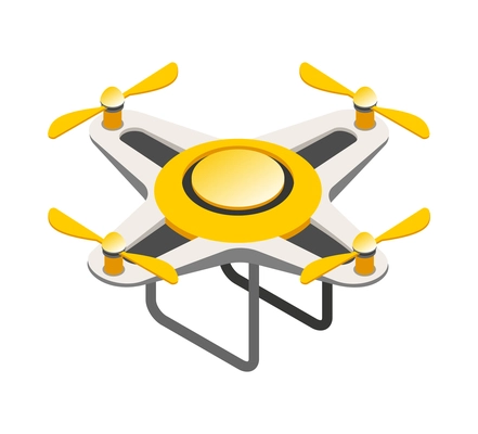 Isometric yellow quadrocopter on white background 3d vector illustration