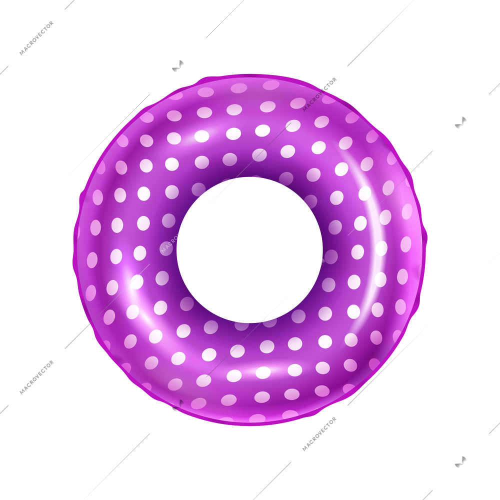 Realistic inflatable swimming ring with colorful pattern vector illustration