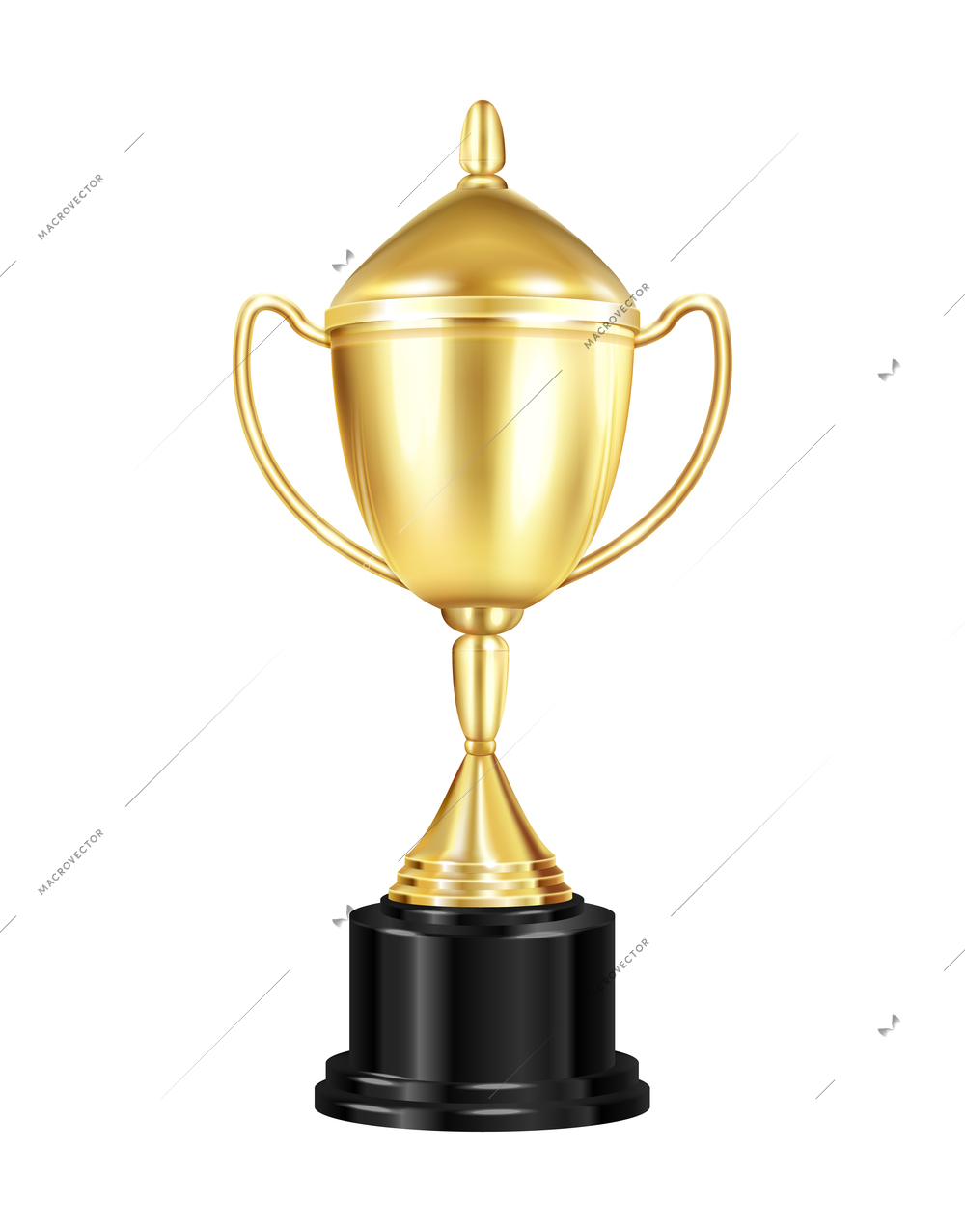 Realistic trophy golden cup on blank background vector illustration