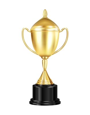 Realistic trophy golden cup on blank background vector illustration