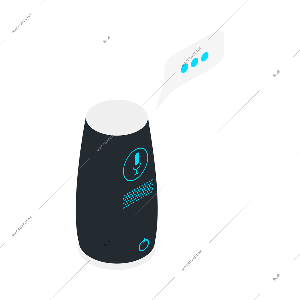 Isometric home robot icon with smart speaker on white background 3d vector illustration