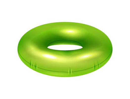 Realistic green inflatable swimming ring side view vector illustration