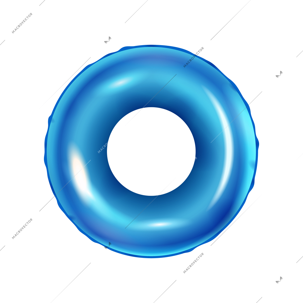 Realistic blue inflatable rubber ring vector illustration