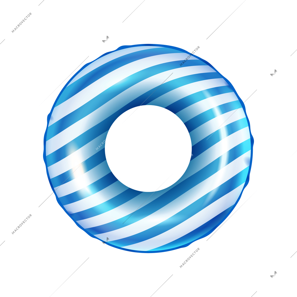 Realistic colorful striped inflatable swimming ring vector illustration