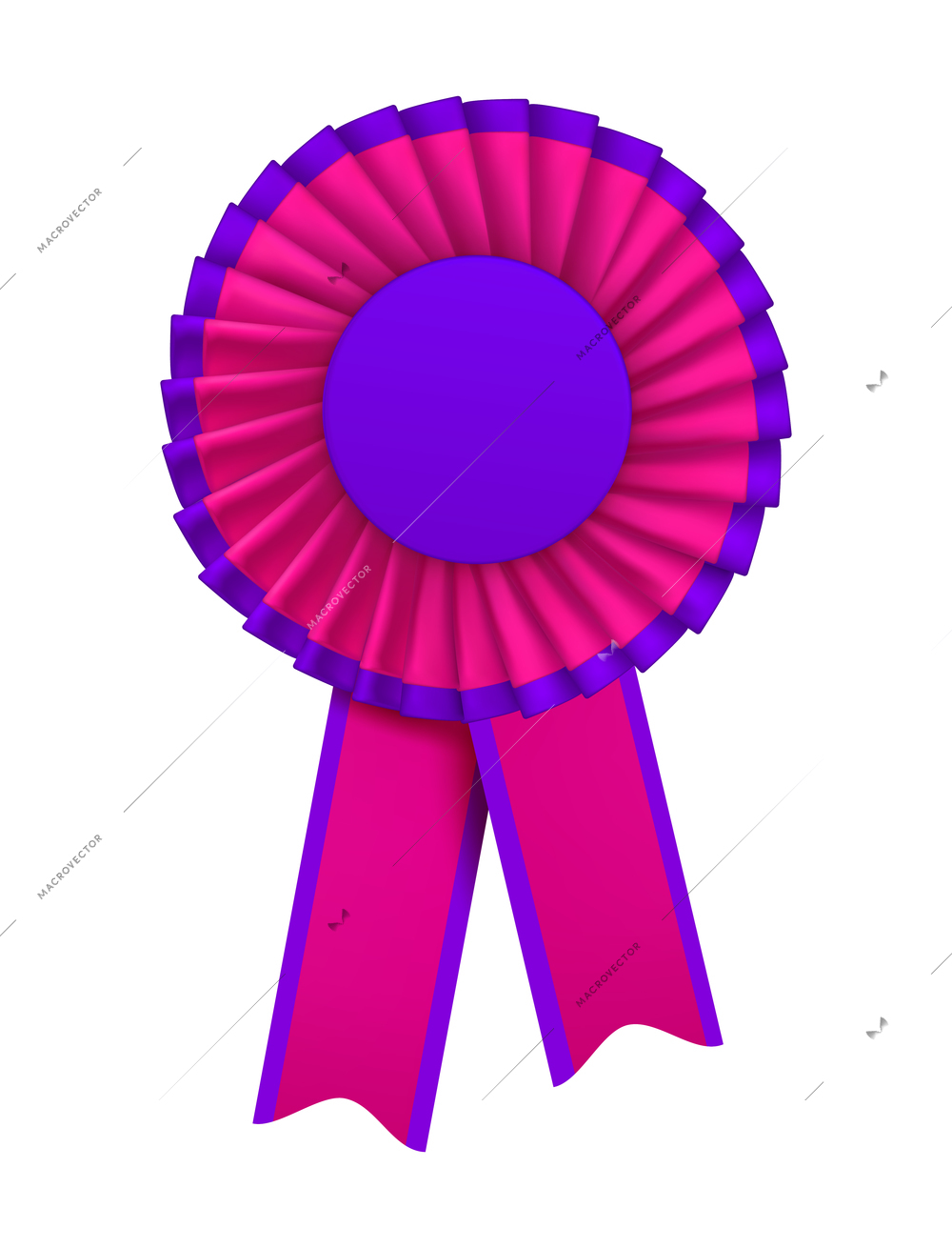 Realistic award rosette of two colors with ribbon vector illustration