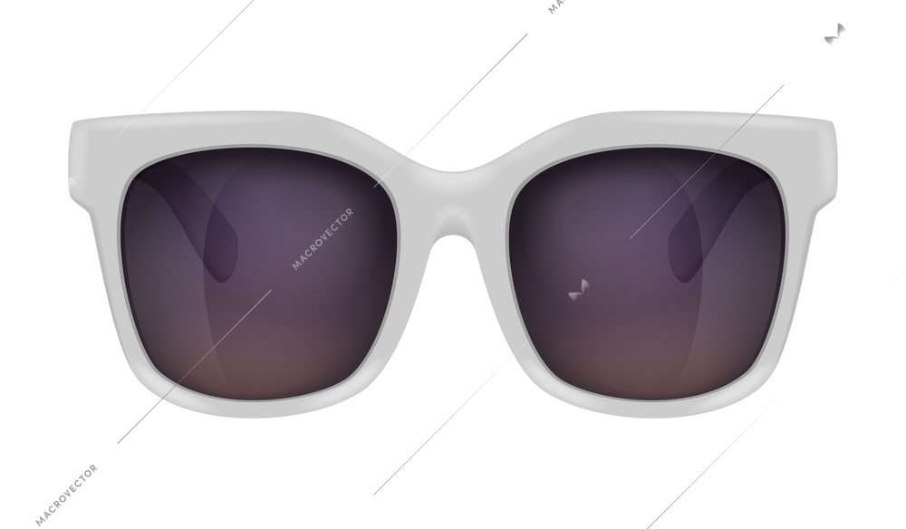 Sunglasses with white frames on blank background realistic vector illustration