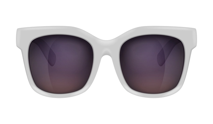 Sunglasses with white frames on blank background realistic vector illustration