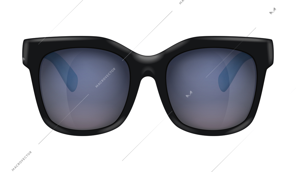 Trendy black sunglasses on white background realistic vector illustration