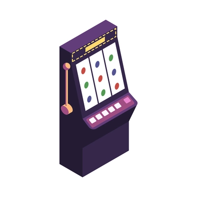 Isometric casino slot machine on white background 3d vector illustration
