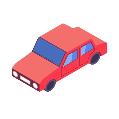 Isometric 3d red car on white background vector illustration