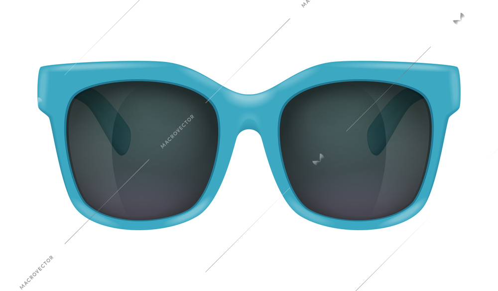 Realistic modern sunglasses with blue frames vector illustration