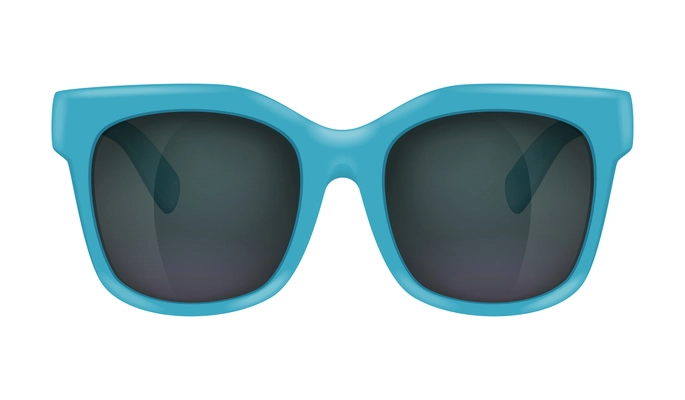 Realistic modern sunglasses with blue frames vector illustration