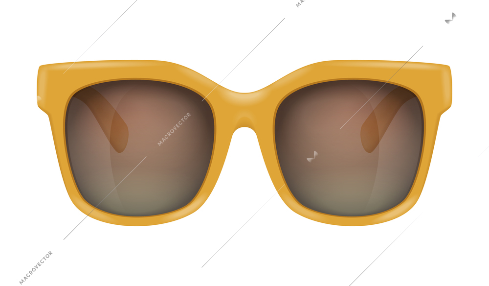 Realistic trendy sunglasses with yellow frames vector illustration