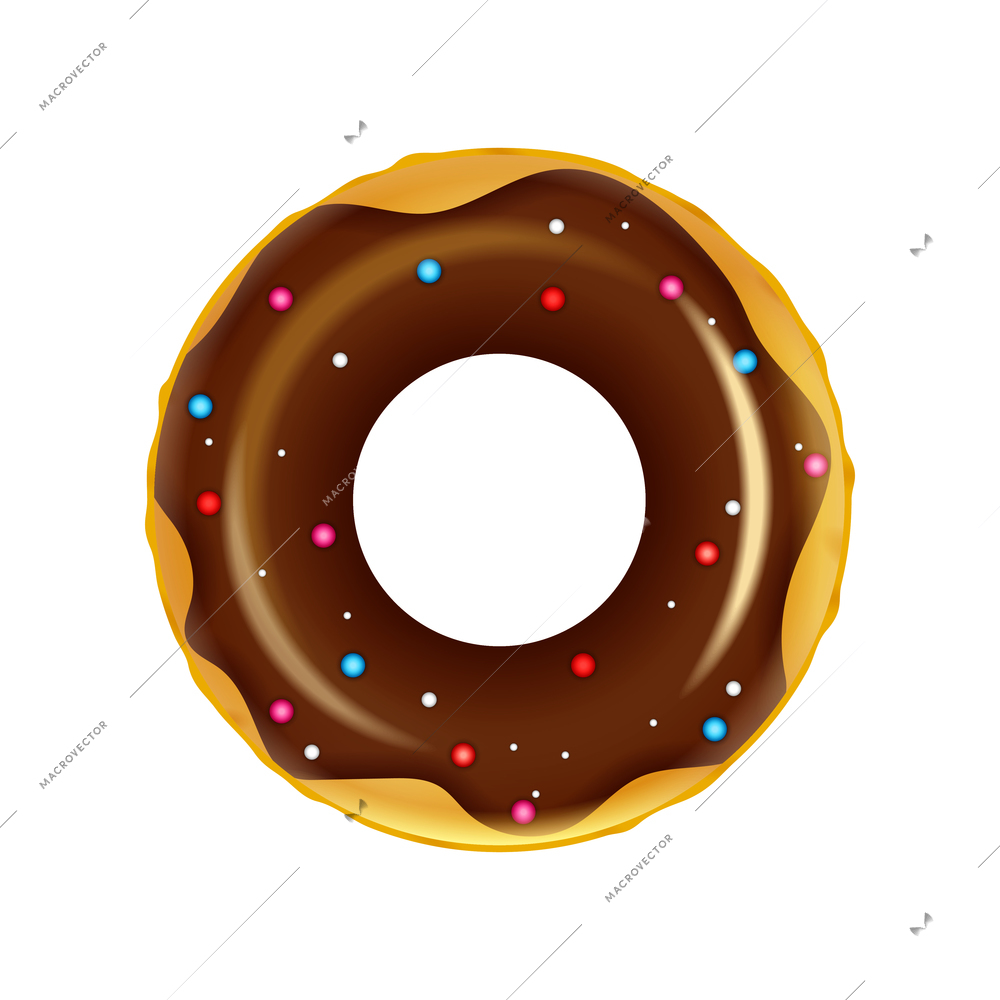 Realistic inflatable swimming ring donut on white background vector illustration