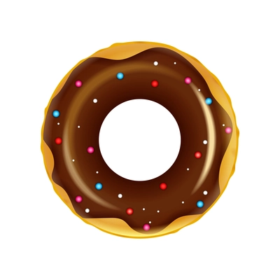 Realistic inflatable swimming ring donut on white background vector illustration