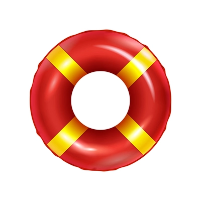 Realistic red and yellow swimming ring vector illustration