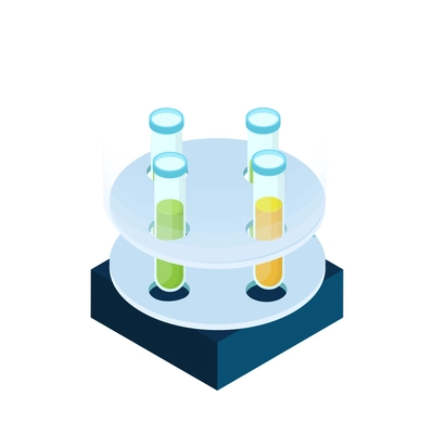 Isometric glass tubes with colorful liquid in science laboratory 3d icon vector illustration