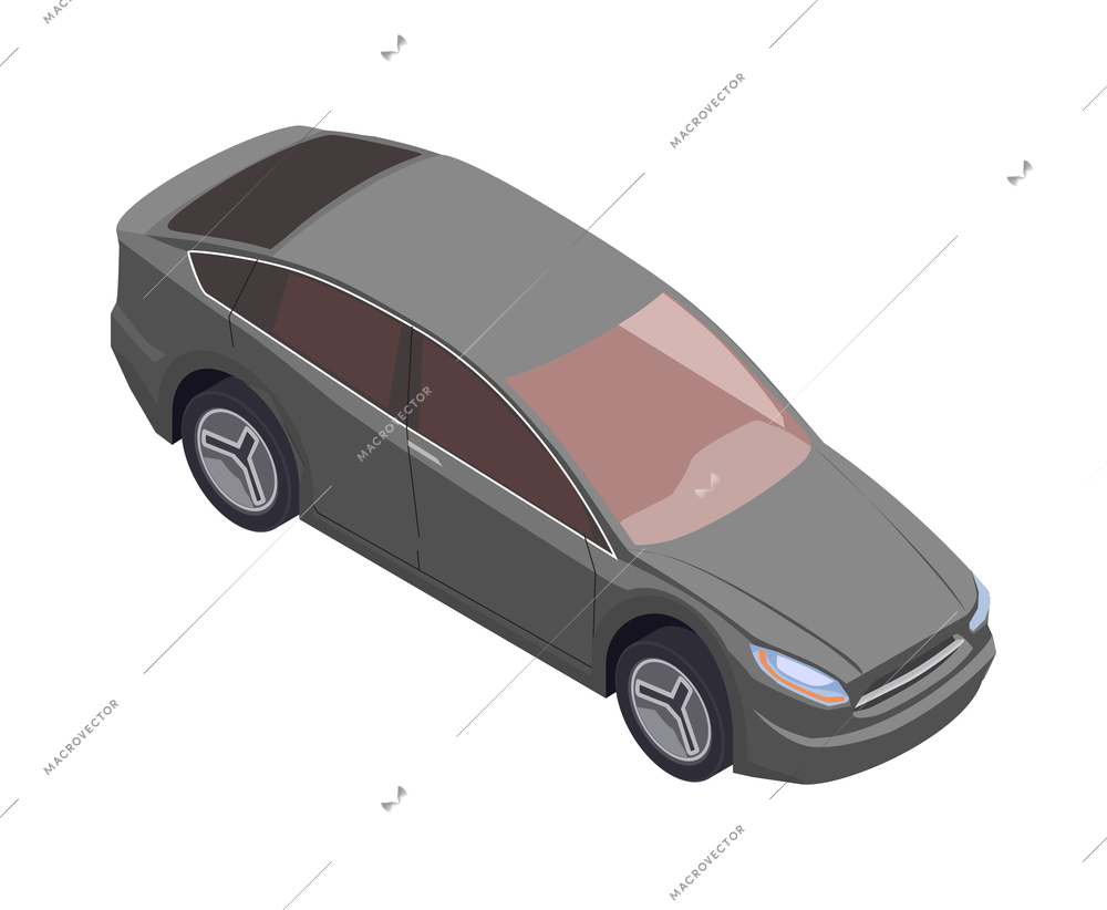 Modern car on blank background isometric 3d vector illustration