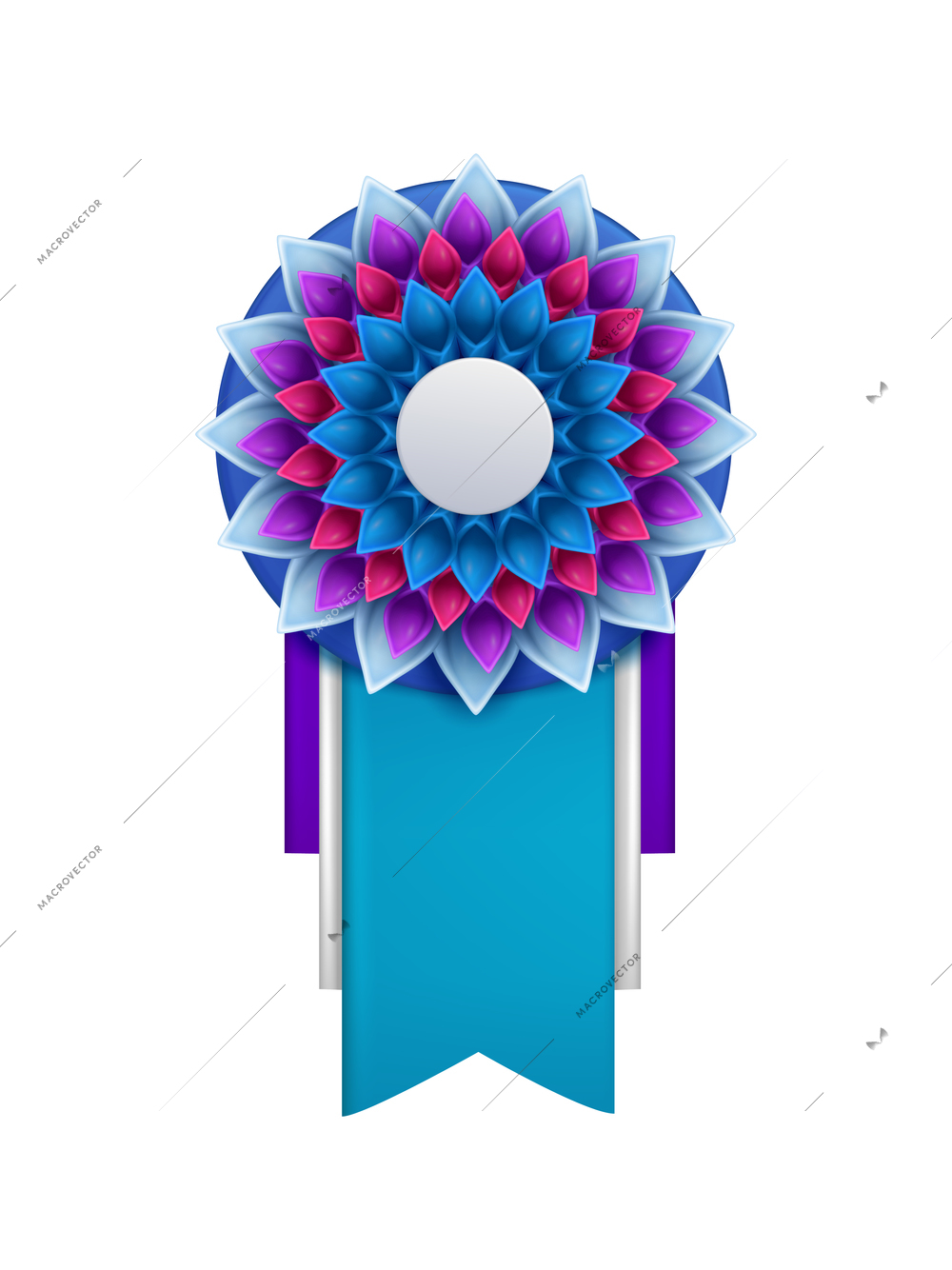 Award badge rosette on blank background realistic vector illustration