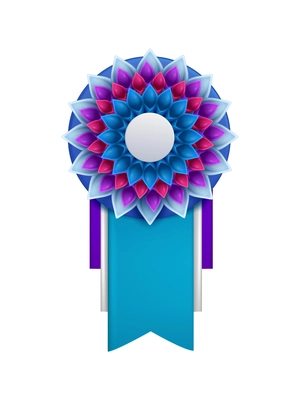 Award badge rosette on blank background realistic vector illustration