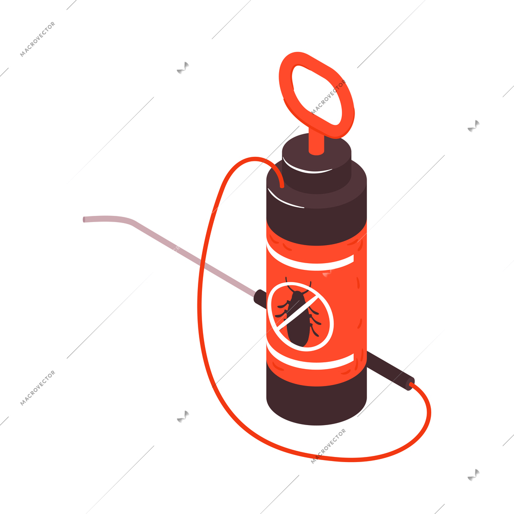 Professional pesticide sprayer on white background 3d isometric vector illustration