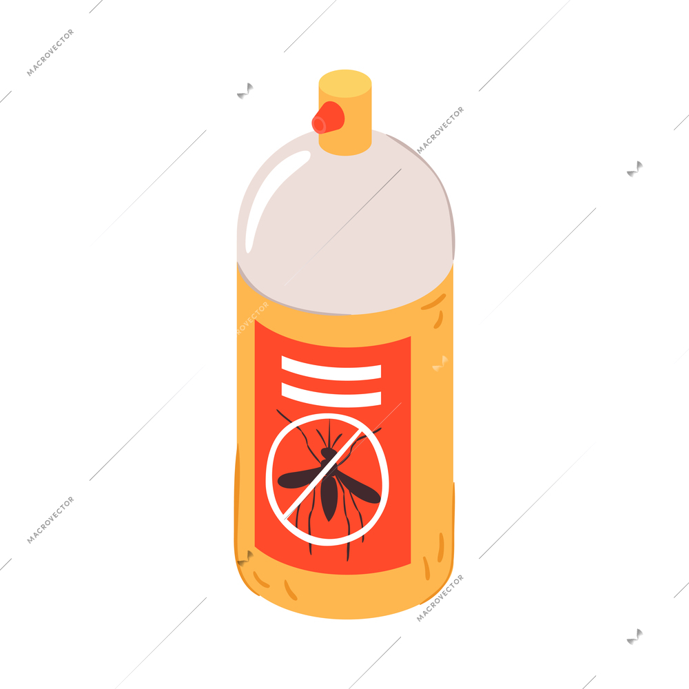 Plastic bottle of insect repellent on white background isometric 3d vector illustration