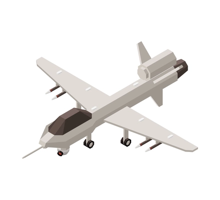 Isometric unmanned combat drone on white background 3d vector illustration