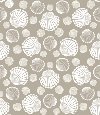 Seamless scallop seashell of mollusks pattern vector illustration