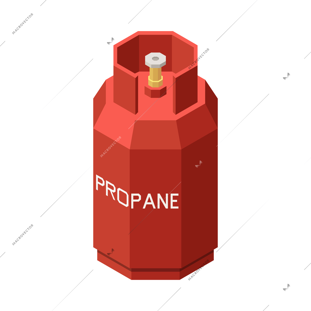 Isometric icon with red metal compressed natural gas propane container 3d vector illustration