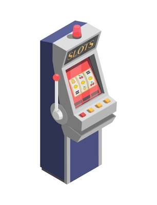 Isometric slot machine on blank background 3d vector illustration