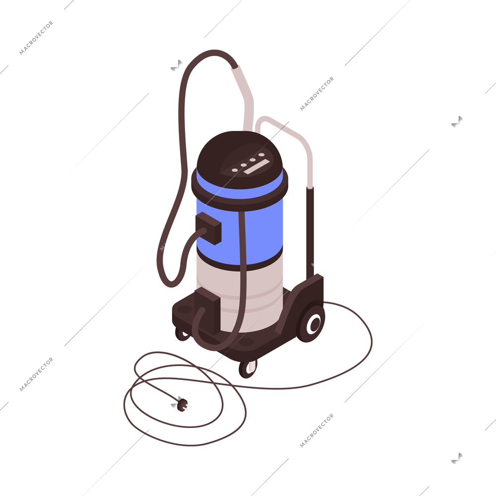 Isometric modern professional vacuum cleaner on white background 3d vector illustration