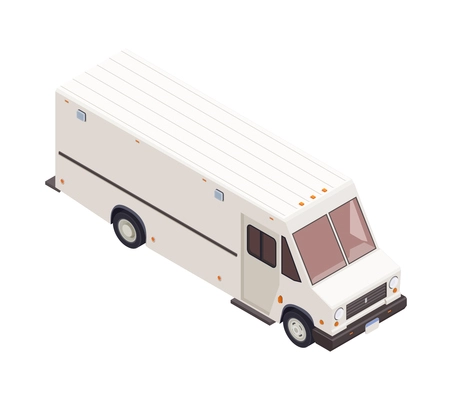 Isometric white van on white background 3d vector illustration