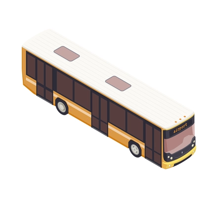 Isometric airport apron bus on white background 3d vector illustration