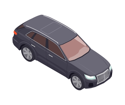 Isometric hatchback car on white background 3d vector illustration