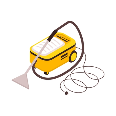 Isometric yellow vacuum cleaner on white background 3d vector illustration