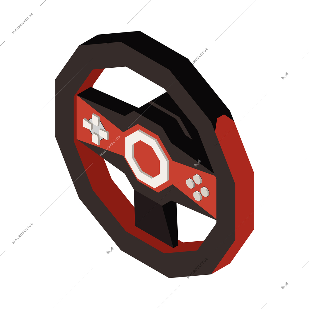 Isometric steering wheel for racing video game 3d vector illustration