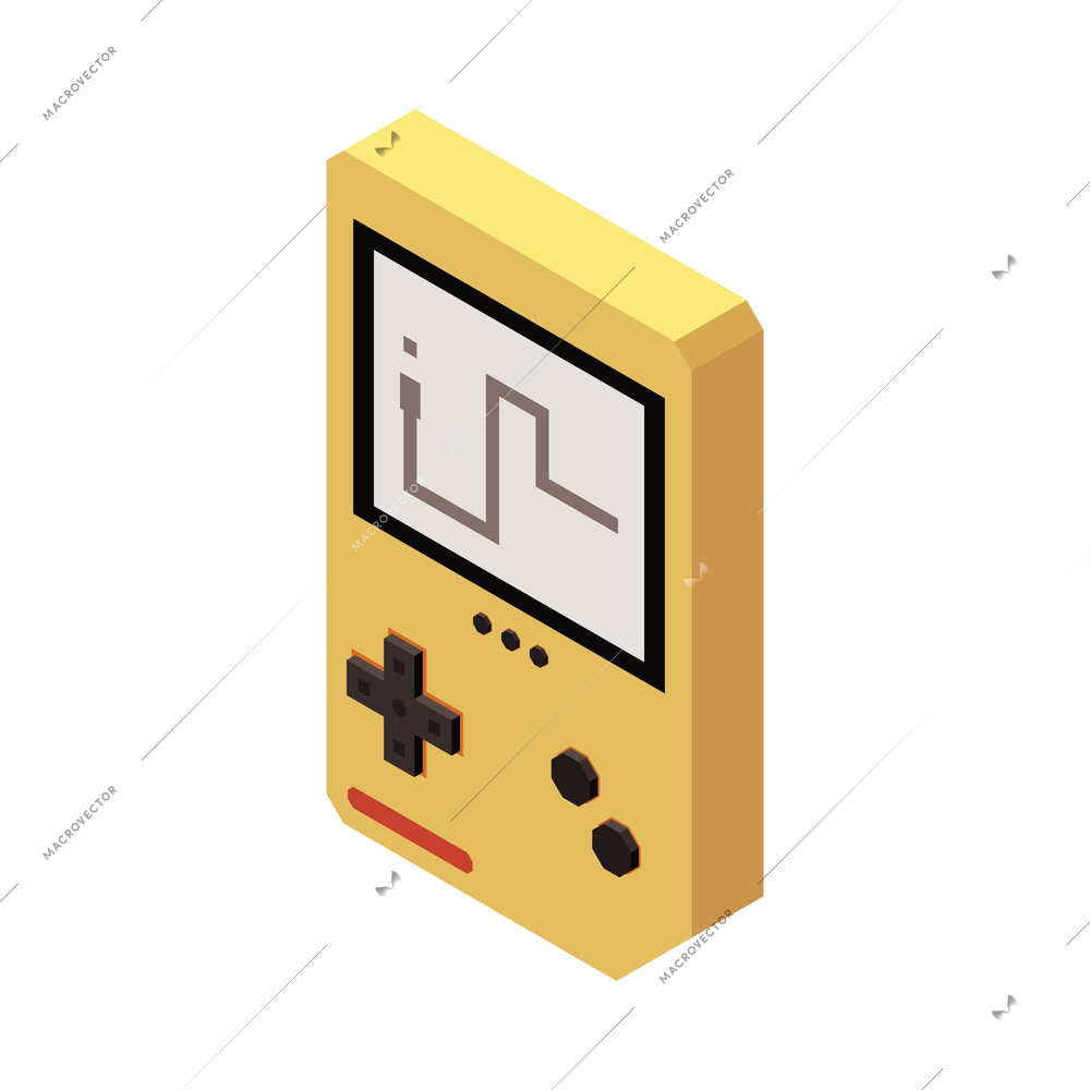 Tetris vintage brick game isometric icon 3d vector illustration