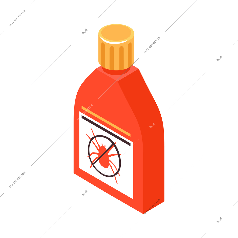 Pest control isometric icon with plastic bottle of insecticide 3d vector illustration