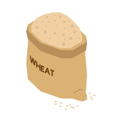 Isometric sack of wheat on white background 3d vector illustration