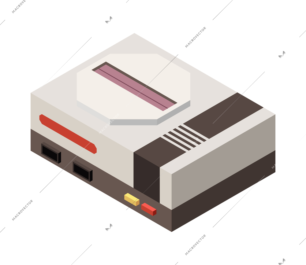 Isometric retro game console on blank background 3d vector illustration