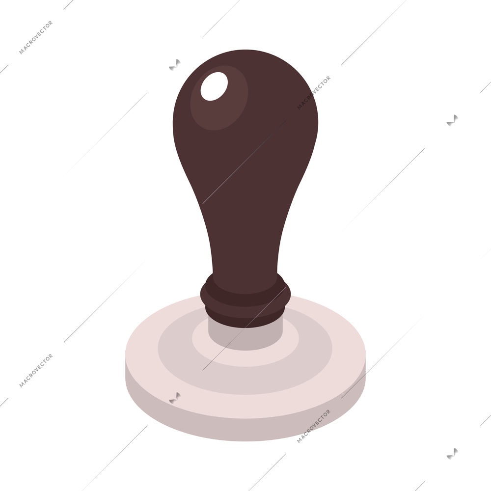 Round notary stamp icon on white background 3d isometric vector illustration